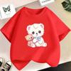 Summer children's T-shirt cute cat girl printed top short sleeved round neck shirt