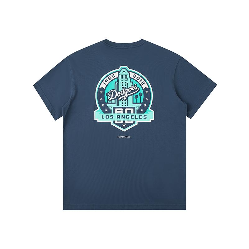 New Era X MLB Осень/Зима 25 Серия Кэтчеров Лос-Анджелес Доджерс Круглый вырез Свободный крой Вышитый логотип Короткий рукав Футболка Унисекс Топы 14701255