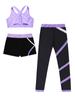 Kids 3 Piece Dance Outfit Tracksuit Girls Cross Nack Tank Sport Bra with Yoga Pants Leggings Ballet Shorts Set