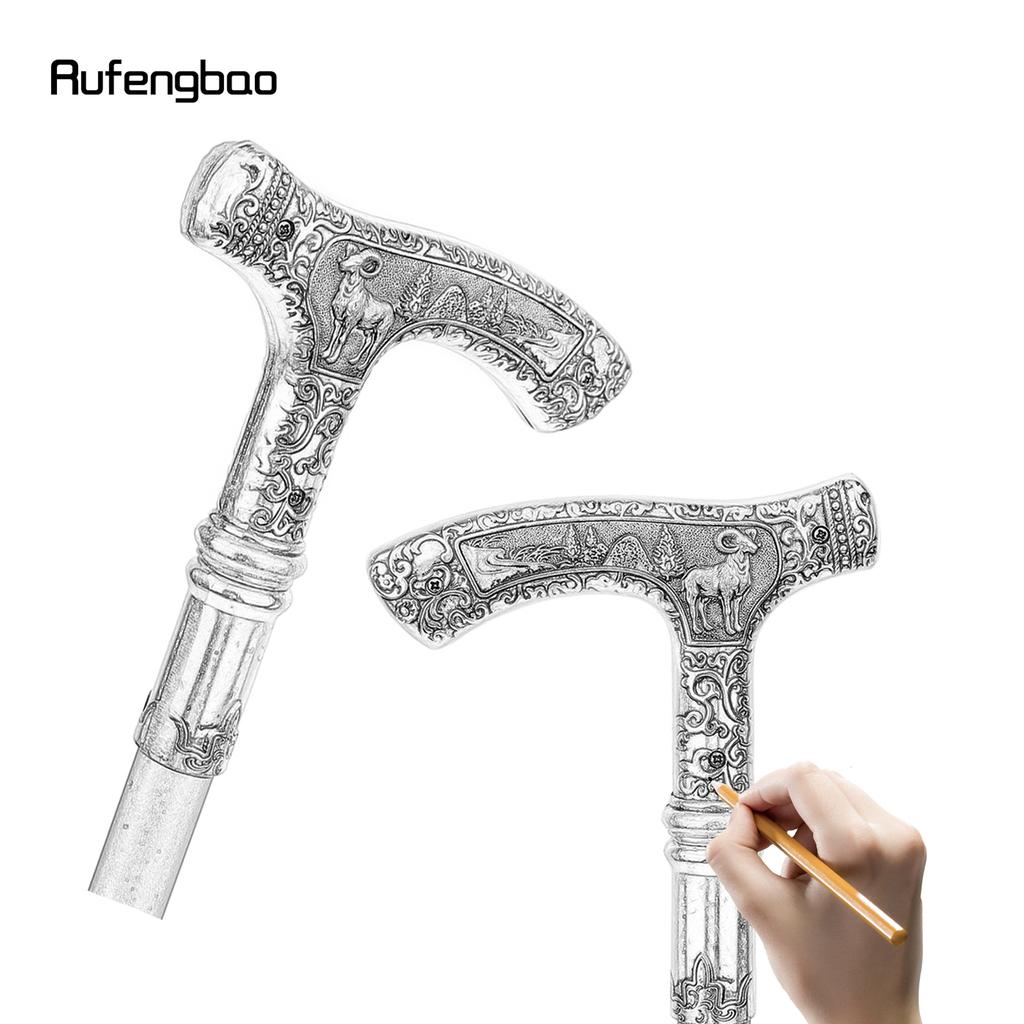 Gold Black Luxury Goat Handle Walking Cane Fashion Decorative Walking Stick Gentleman Elegant Cosplay Cane Knob Crosier 90cm