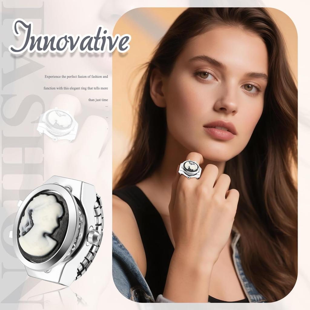 JEWELRYWE Женские кольцо-часы Простое Стильное Нержавеющая сталь Кольцо на палец Свободный размер Кварц Модный аксессуар - Подарок на День Рождения Рождество День Святого Валентина