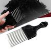 Wide Teeth Fist Shape Black Handle Afro Pick Hair Comb Metal Salon Comb Pick Metal Teeth for Curly Hair