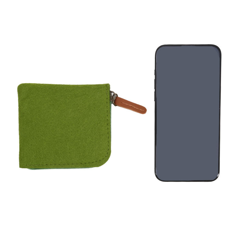 1PC Compact Women Men Short Card Holder Wallet Felt Change Pouch Portable Zipper Coin Purse