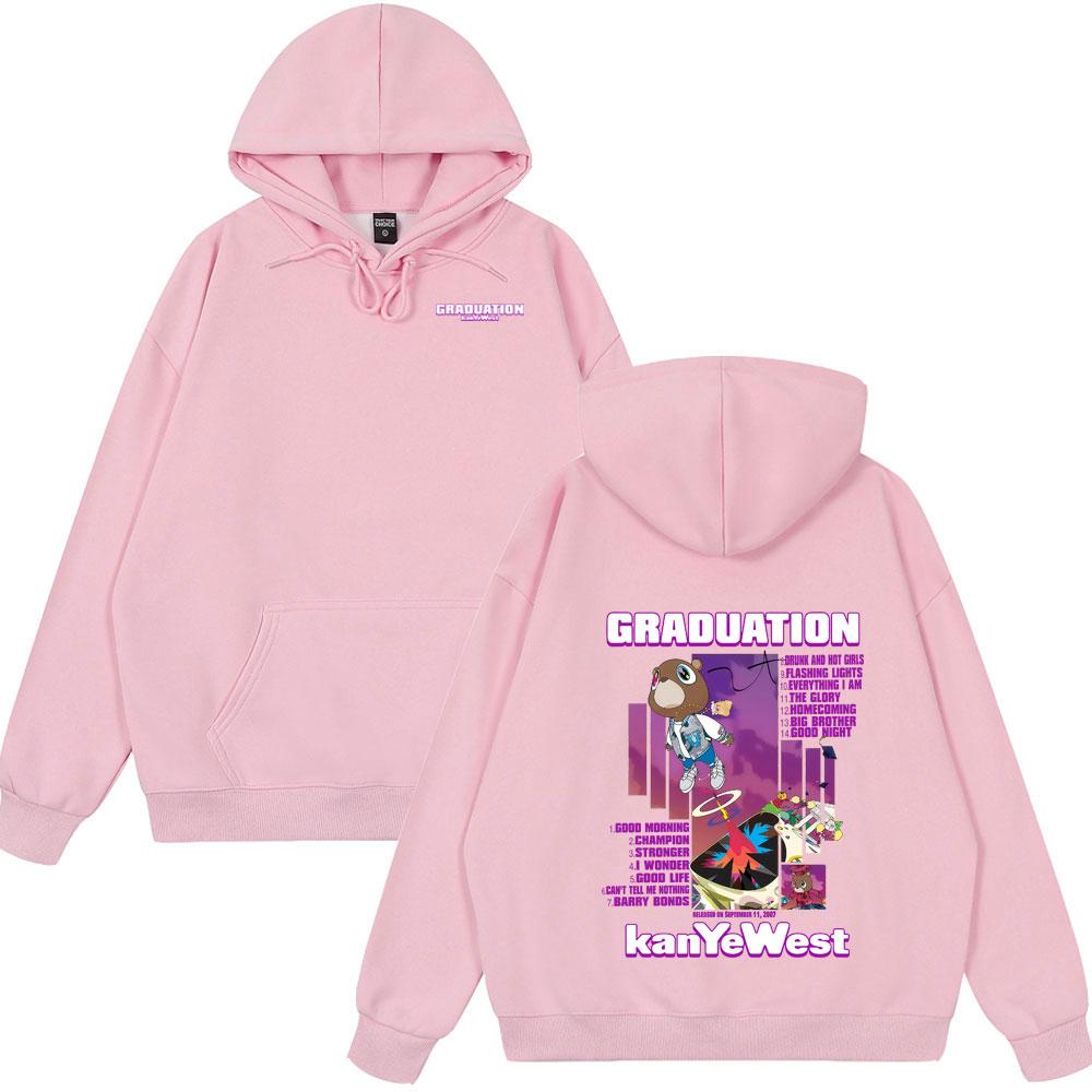 Винтажная одежда с графикой медведя на выпускном Канье Уэста Мужская Мода Хип-Хоп Поп-Музыка Худи Оверсайз Весна Зима Уличная одежда