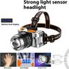 Светодиодный налобный фонарь с датчиком, кемпинговый поисковый фонарь, налобный фонарик, перезаряжаемый, мощный, налобный фонарь, передние фонари, фары