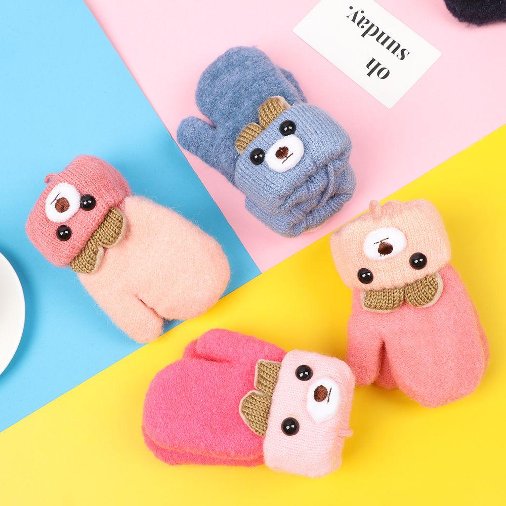 New Hot Elastic Boys Girls Cute Cartoon Kids Gloves Thick Warm Knitted Mittens