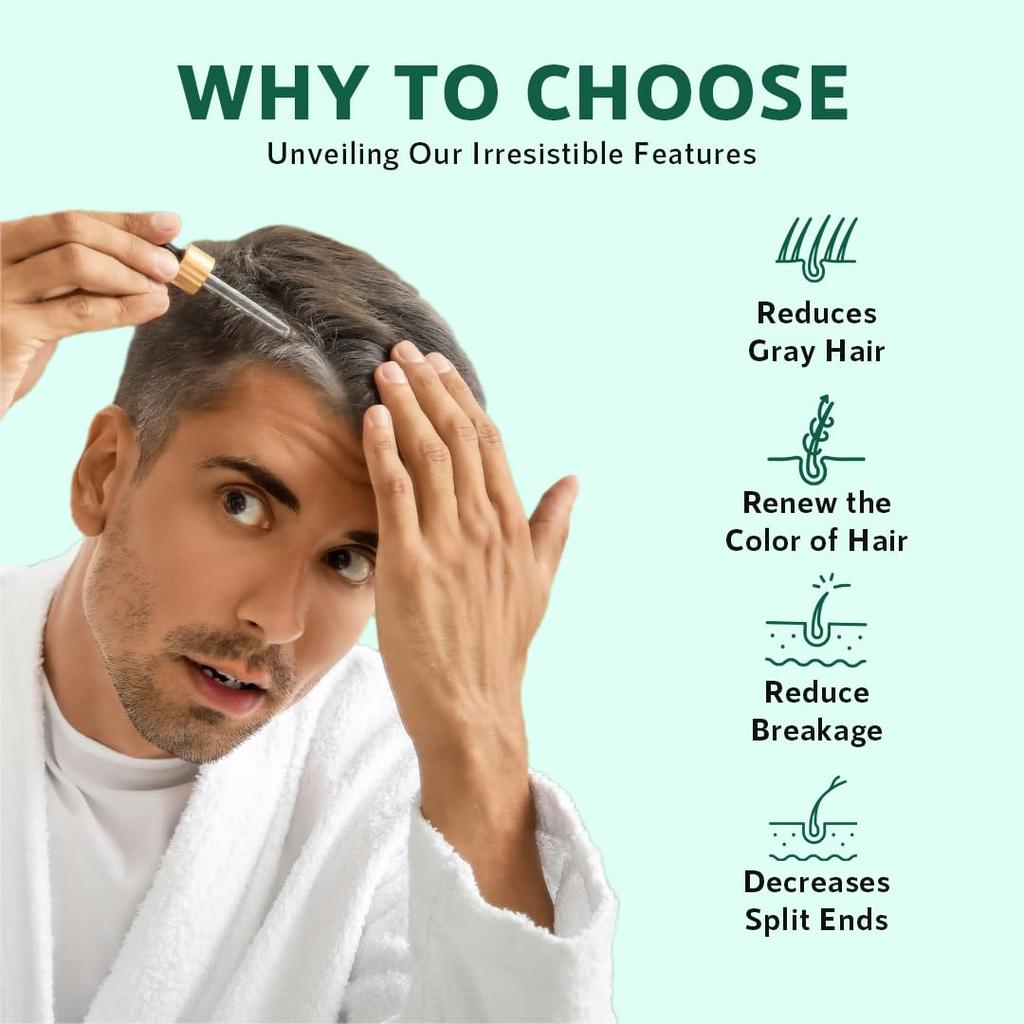 Сыворотка для волос nti-Gray с Arcolys, Melanogray, маслом черного тмина и экстрактом гибискуса | Легкая, нелипкая формула, без парабенов и без жестокого обращения с животными, 50 мл