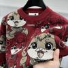 Мужской зимний красный свитер 2025 года - Год Змеи - Милый мультяшный трикотаж на Новый год