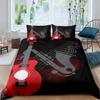 Electric Guitar King Queen Duvet Cover Stringed Instrument Bedding Set Musical Note Quilt Cover Hippie Polyester Comforter Cover
