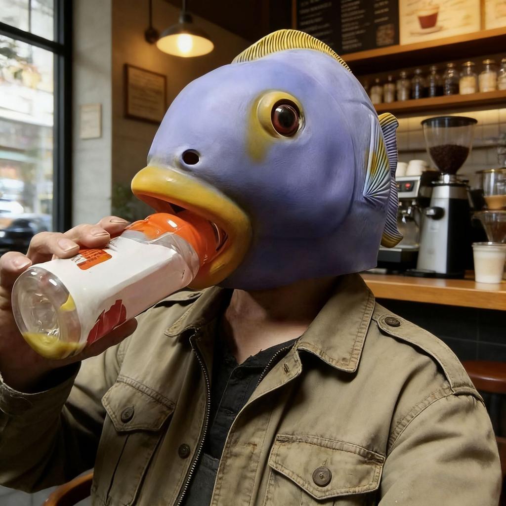 Halloween Cute Animal Latex Fish Head Mask Tropical Fish Headgear Funny Party Costume Props