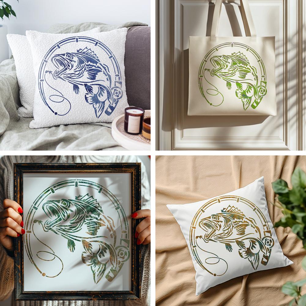 ПЭТ полые трафареты для рисования, для DIY скрапбукинга, фотоальбома, рыбы, 300x300 мм