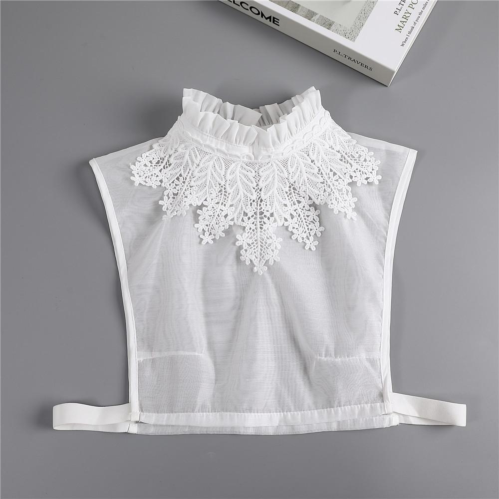 Linbaiway Embroidery False Collars for Woman Adjustable Detachable Shirt Fake Collars Blouse Top Half Shirt Decor Accessories