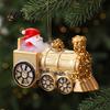 Decorative Santa Figurine Golden Motorcycle/Train Claus Pendant with Lanyard, Christmas Tree Hanging Creative Holiday Table Ornaments Ornaments,