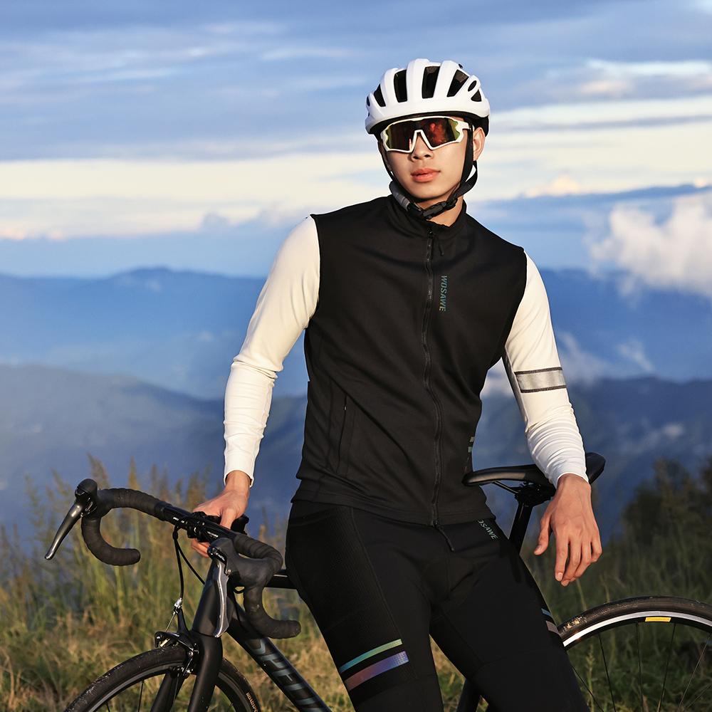 Wosawe Winter Men Cycling Set Thermal Fleece Soft Shell Jacket High Stretch Bicycle Riding Long Pants Warm Outdoor Sports Wear