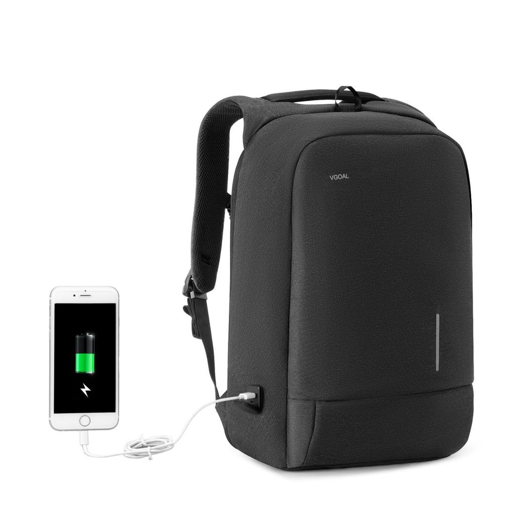 Vgoal Men's Backpack Anti-theft Waterproof For Laptop 13.3/15.6/17.3 Inch With USB 3.0 Fast Charging Port &TSA Customs Lock,180° Opening Dark Gray