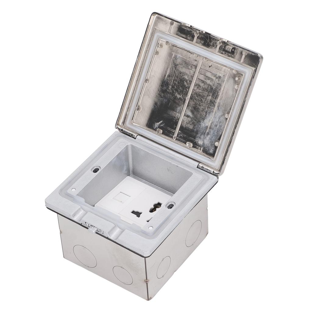Floor Power Socket Zinc Alloy PC Open Type Waterproof Concealed Power Socket Silver AC250V