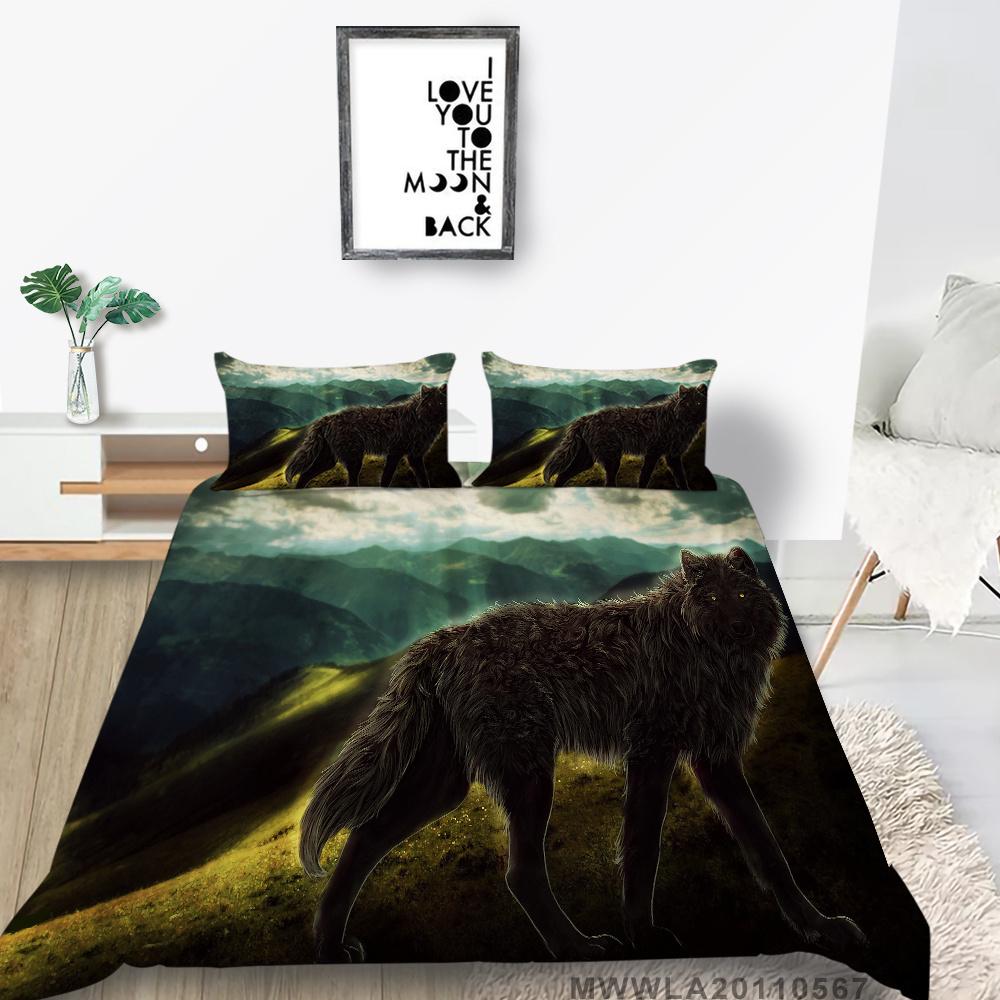 2023 New Style 3D Wolf Printed Single King Size Luxury Duvet Cover Set with Bedding Pillow Home Textiles Duvet Cover Sets