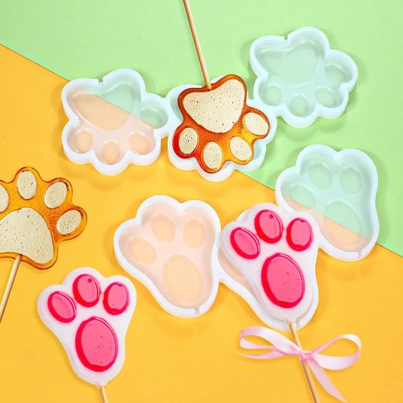 Deer Hoof Dog Paw Shape Lollipop Mold DIY Chocolate Cheese Egg Rabbit Lollipop Silicone Mould Cake Decoration Tools