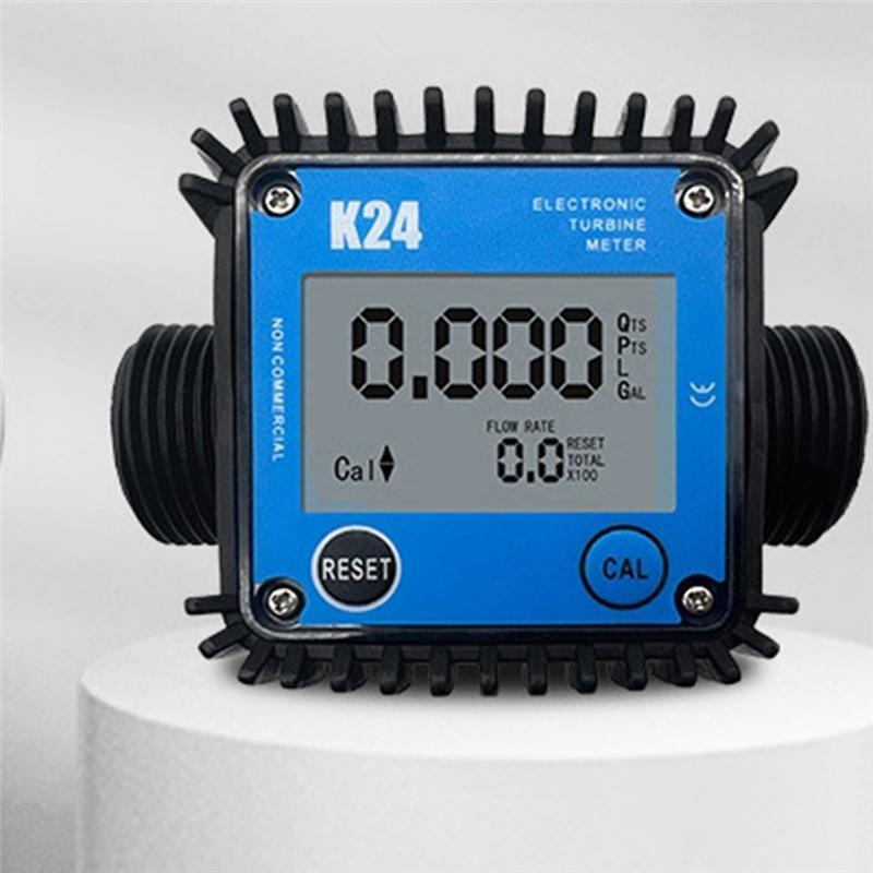LCD Fuel Flow Meter K24 for Turbine Digital Die-Sel Fuel Flowmeter Favorable Liquid Water Flow Measuring Tools