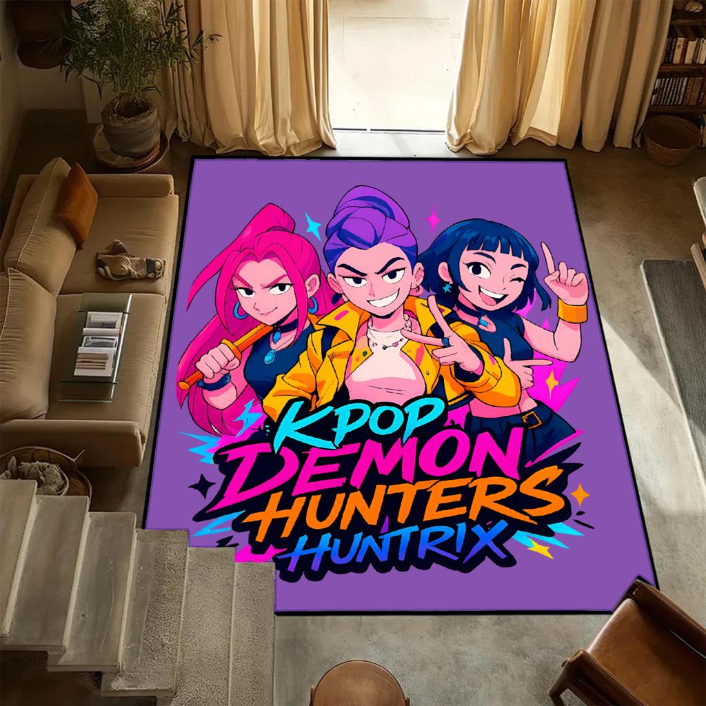 D-Demon H-Hunters Carpet K-POP Flannel Rug Bedroom Decor Kid Nonslip Carpet Floor Mat Surface Comfortable Carpet Birthday Gift