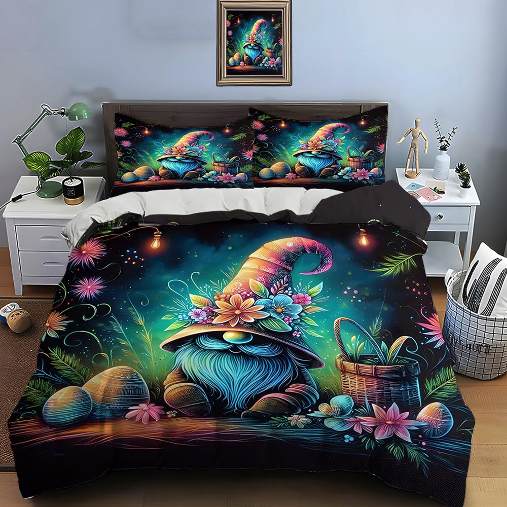 Комплект постельного белья с принтом рождественского гнома, пододеяльник, 1 пододеяльник, 2 наволочки, комплект постельного белья для взрослых и детей, роскошные праздничные подарки