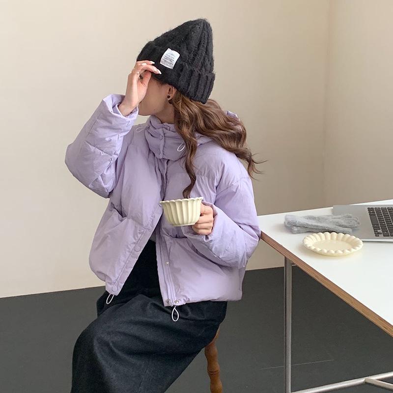 Женская куртка-пуховик с капюшоном цвета конфет, зимняя мода 2024 года, с маленьким карманом, белая утиная пуховая утепленная куртка