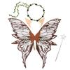 Star Wand Fairy Butterfly Wings Flower Crown Sparkling Angel Wings Fairy Costume Set  Halloween