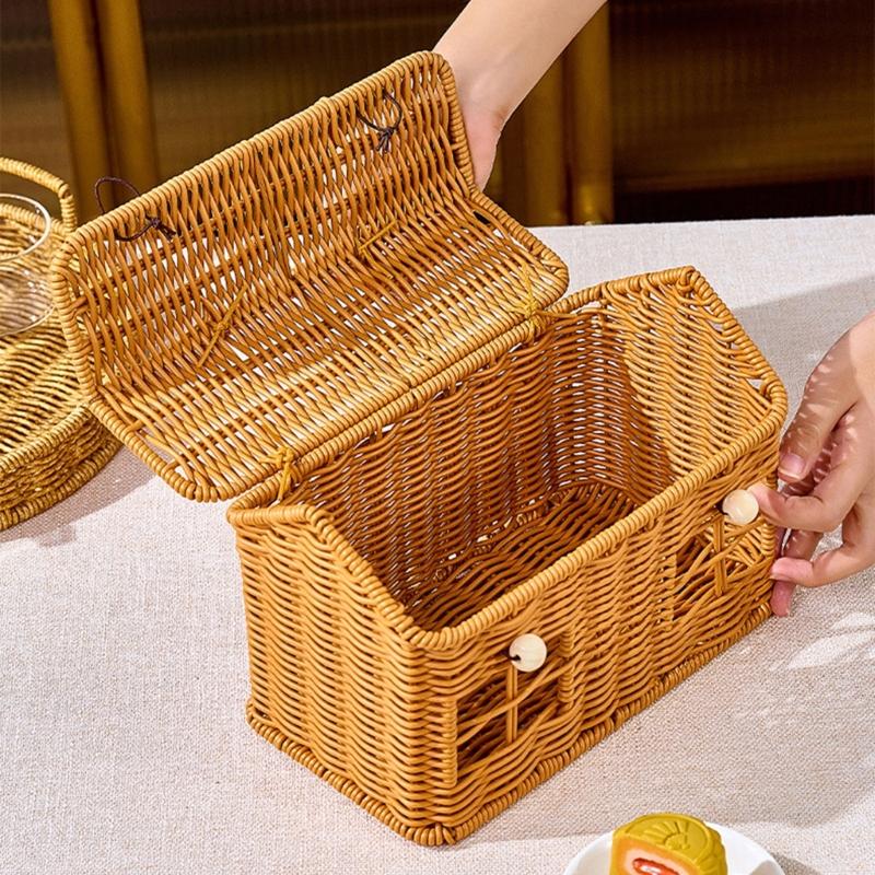 Creative House Shape Woven Rattan Storage Basket Featuring Portable Handle for Home Decors Picnics Gift User Friendly Materials
