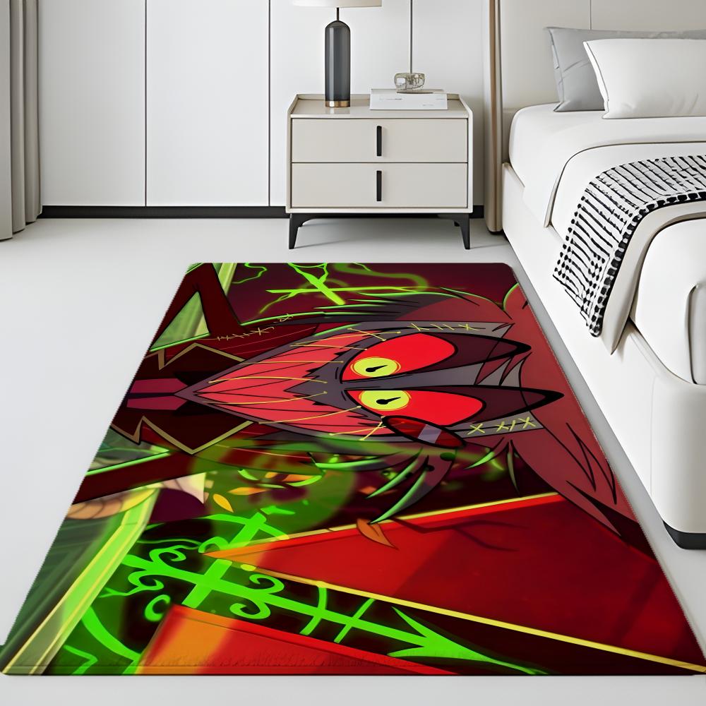 show H-Hazbin Hotel Floor Mat Soft Flannel Entrance Door Mat Non Slip Absorbent Bathroom Bedroom Floor Rug