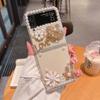 For Samsung Zflip4 Transparent Mobile Phone Case Three-dimensional Rhinestone Flower Light Luxury Crown Ins Style Zflip3 Niche