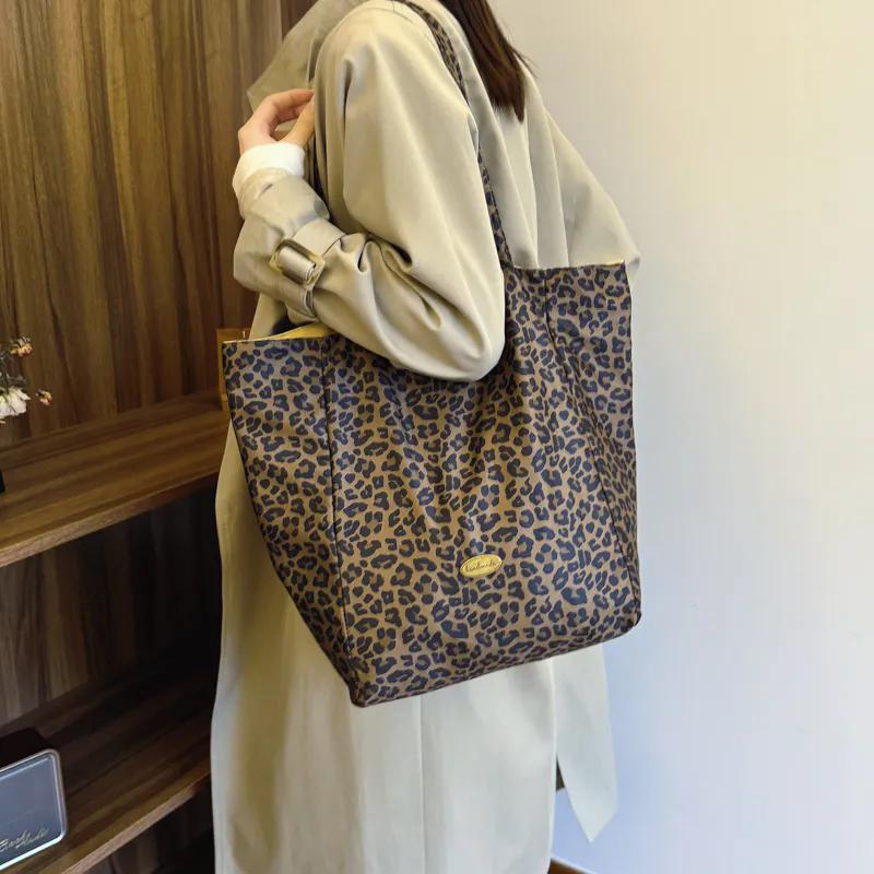 Роскошная сумка-тоут, осенняя модная универсальная сумка через плечо, большая вместимость, сумка-шоппер с леопардовым узором, кошелек