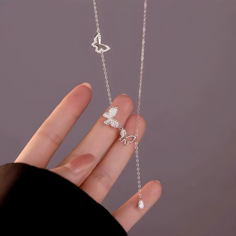 Butterfly Tassel Necklace Women Dainty Clavicle Chain Elegant Fashion Jewelry