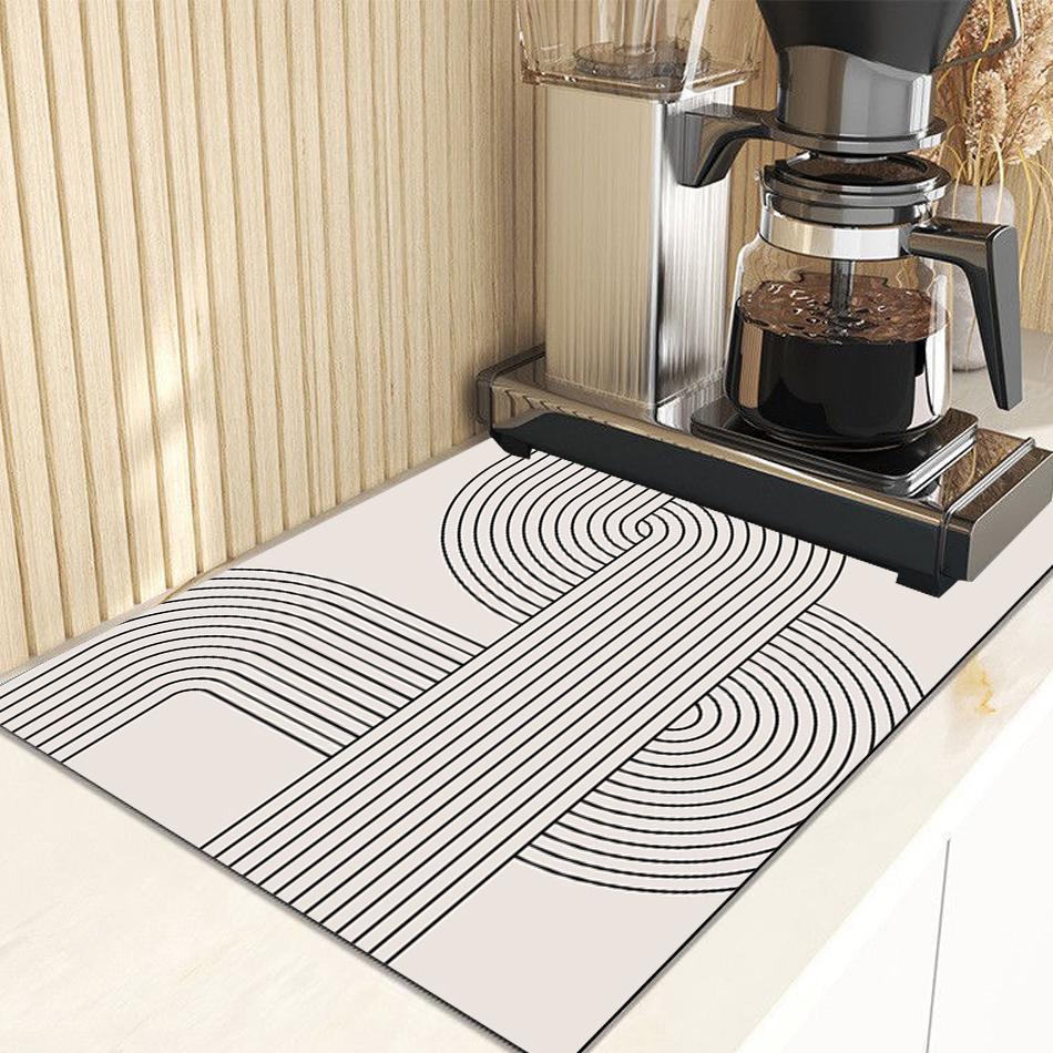 Dish Drying Mat Super Absorbent Dish Mat Drying Kitchen Mat Stain Draining Mat for Kitchen Coffee Bar Decor