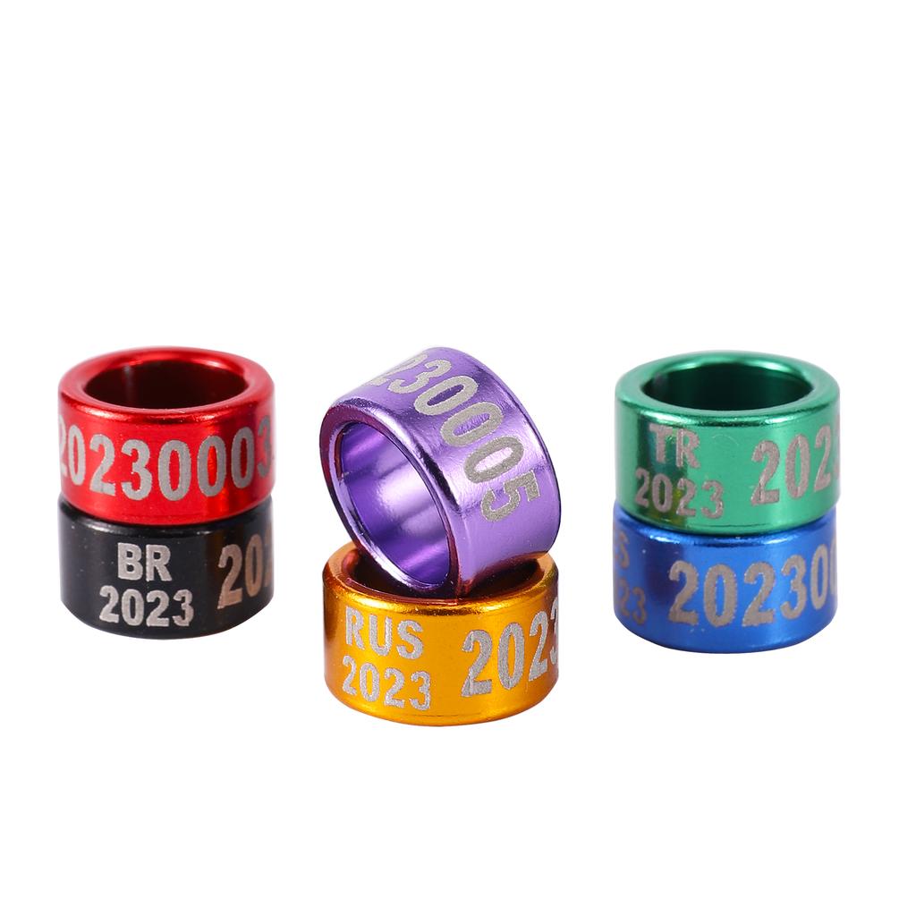 Алюминиевое кольцо для голубиной лапки с настраиваемым внутренним диаметром 8 мм/10 мм. Печать «Код страны + Год + Серийный номер». Кольцо для лапки птицы 30 шт.