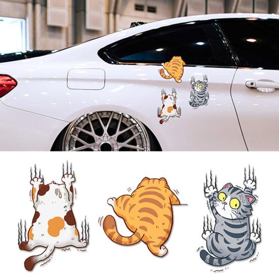 3 шт./компл., наклейка на автомобиль с царапинами, забавная, устойчивая к атмосферным воздействиям, самоклеящаяся, внедорожник, автомобильное украшение для окна, кузова, наклейка с отделкой котенка, животного, автомобиля