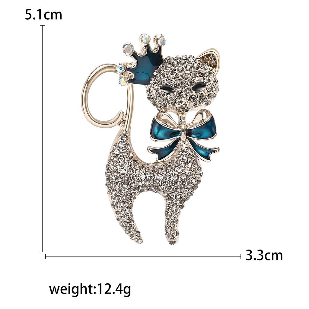 Брошь в виде котенка из мультяшного сплава с бриллиантами, модные и атмосферные аксессуары для одежды