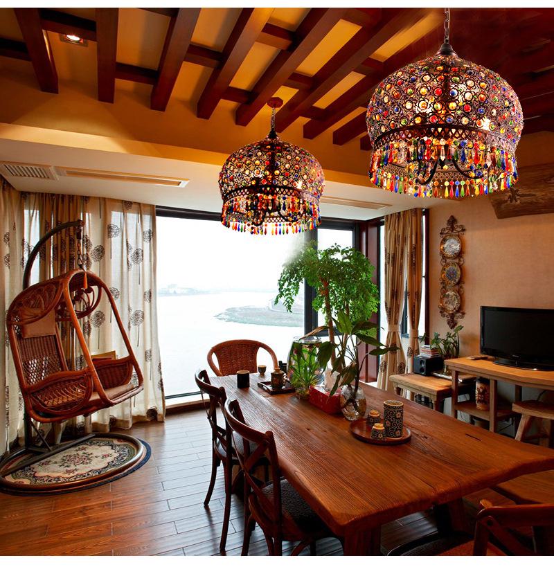 Men's Small Pendant Light: Southeast Asian Style Colorful Crystal Chandelier for Bohemian & Mediterranean Restaurants