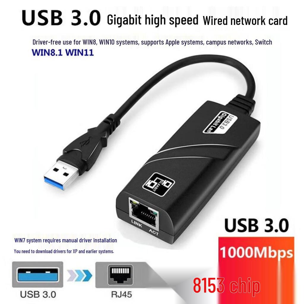 USB 3.0 Type-C to RJ45 Gigabit Ethernet Adapter with Cable & LED - Driver-Free High-Speed Network Converter