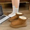 Модные женские ботинки, зимние теплые короткие плюшевые ботинки 2024 года, горячая распродажа, женские ботинки на толстой подошве среднего каблука, водонепроницаемые, повседневные, удобные, для снега