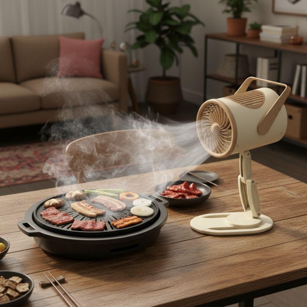 Rotatable Desktop BBQ Exhaust Fan Foldable Countertop Cooker Hood Cooking Exhaust Filter Hotpot