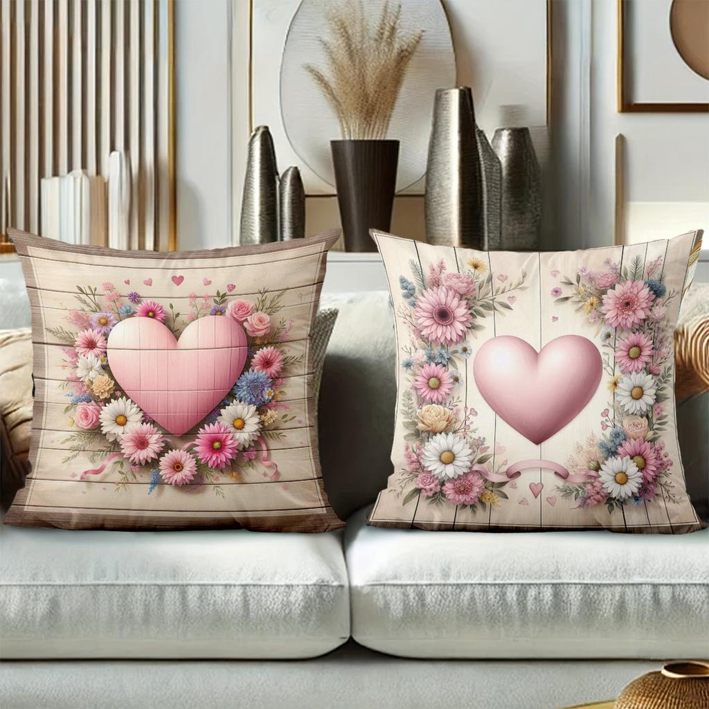 Floral Heart Patterned Cushion Covers for Home Decor Polyester pillowcase, sofa decorative cushion cov Headboard Pillow
