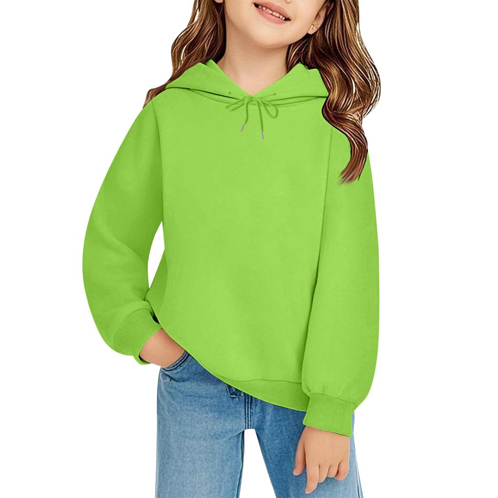 Children's Long-sleeved Loose-fitting Pullover Hoodie With Drawstring And Solid Color