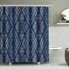Blue Geometric Shower Curtain Waterproof Bath Decoration Wall Hanging Printed Decorative Fabric for Bathroom Medium Size 72x84in
