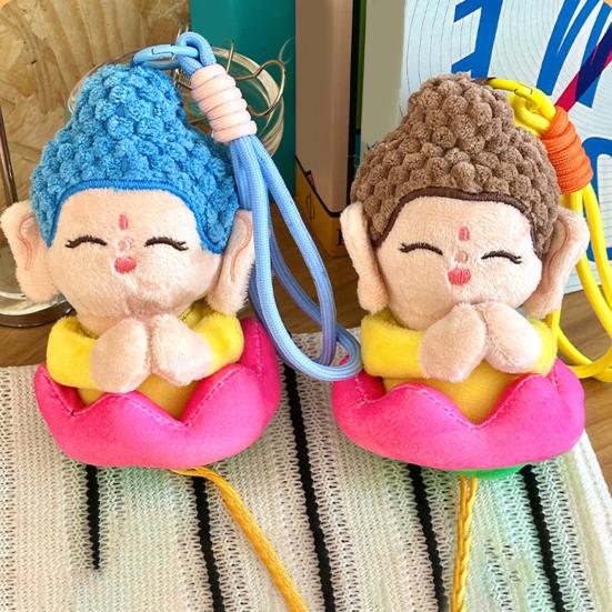 Мультяшный кулон Будды брелок со шнурком плюшевая кукла игрушка мягкий бархат подвесное украшение для сумки