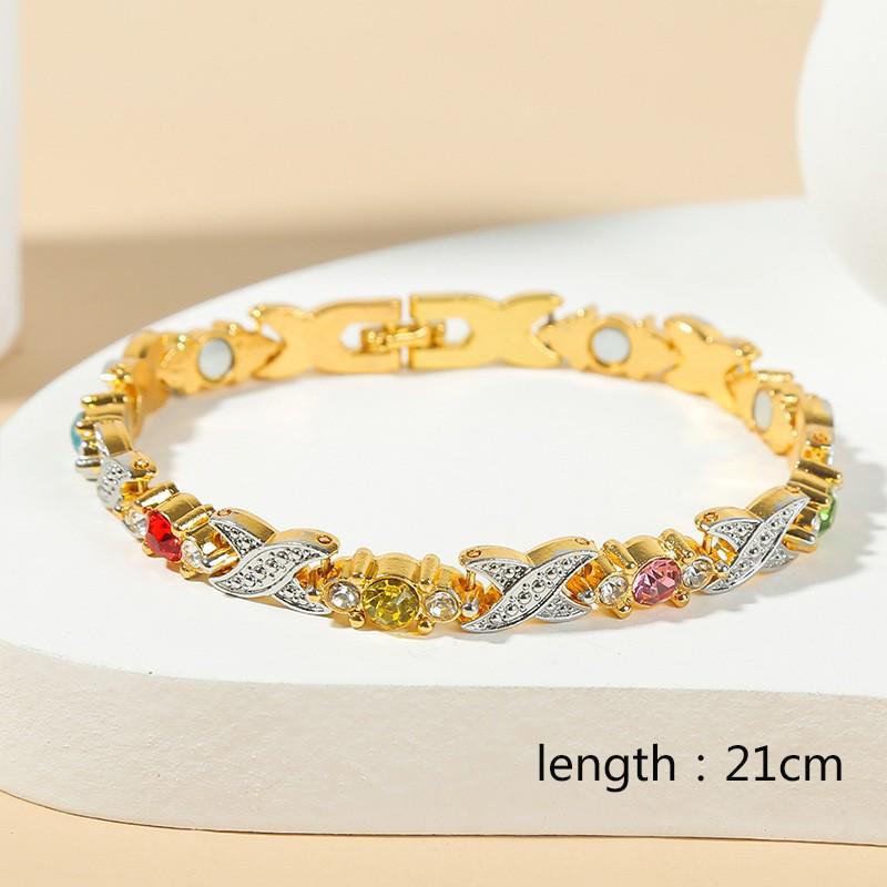 European & American Fashion Magnetic Bracelet with Colored Diamonds - Trendy, Versatile, and Cool Women's Bangle