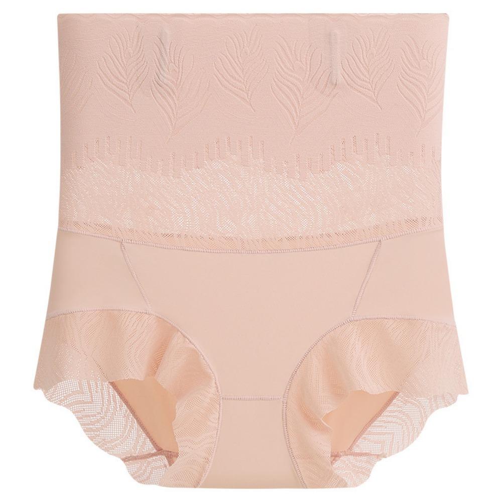 Высокая талия кружевные бесшовные трусы лист утягивающие трусы эластичное корректирующее белье для живота женское
