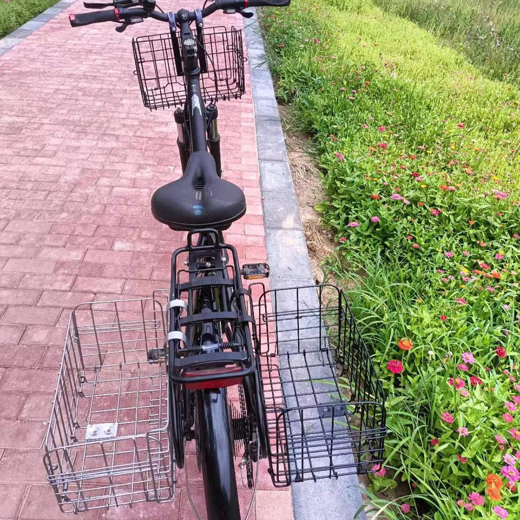 Bike Basket, Heavy-Duty Metal Wire Bicycle Basket with Hooks, Quick Install, Rust-Resistant, Large Capacity for Grocery Shopping Pets Daily Commuting