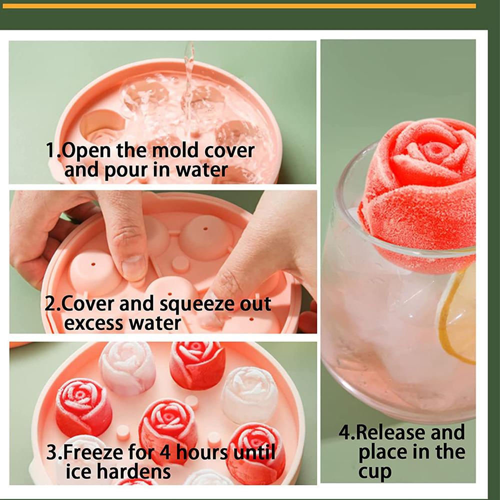 Silicone Rose Ice Mold for Whiskey Bourbon Cocktails Wine Homemade Juice