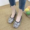 Single Shoes Women's Fashion Sequined Soft Sole Light Mouth Ladyshoes Versatile Flat Comfortable Women's Shoes 2025 Spring and Summer