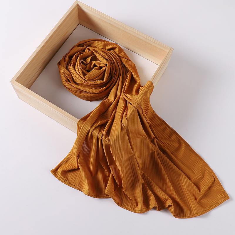 Рубчатый трикотажный хиджаб Мусульманский однотонный шарф Креповый хиджаб Шарф Мягкая исламская шаль Обёртывания Повязка на голову Вуаль Женщина Мусульманка